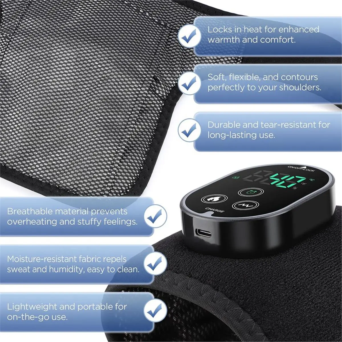 [Vend for]Cordless Knee Massager with Heat, Heating Pad for Knee Shoulder Elbow, Heated Knee Brace for Arthritis