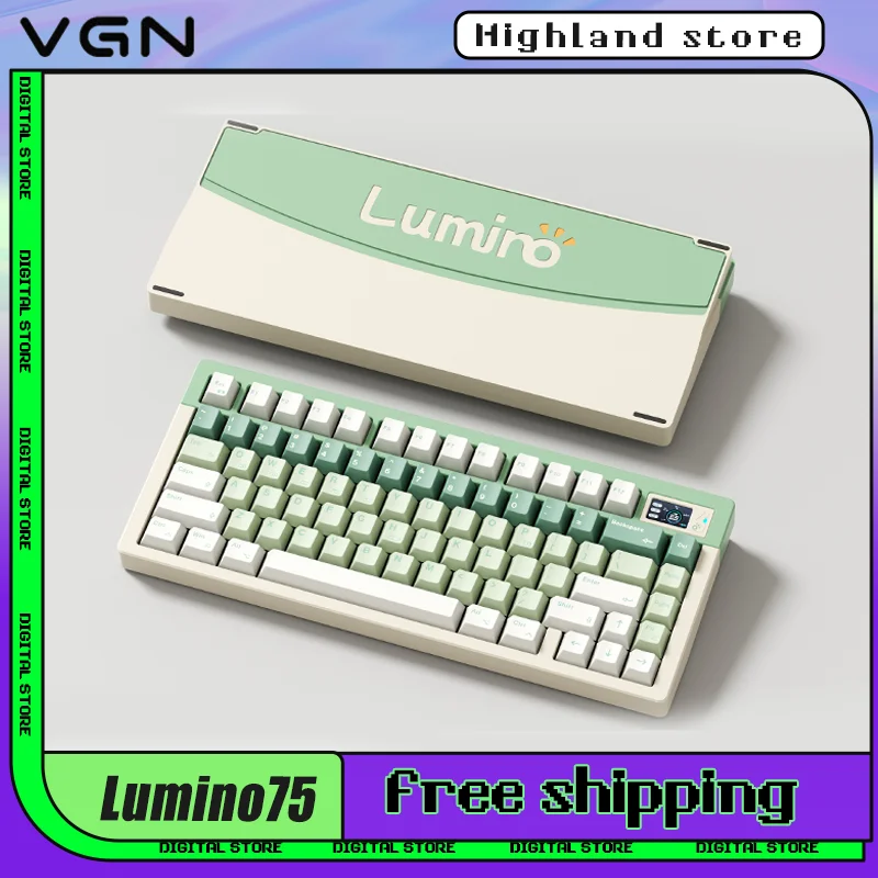 

New Luminkey Lumino75 Keyboard Tri-Mode 75% ANSI/ISO Gaming Mechanical Support Via Aluminum Keyboard E-Sports Customized Desktop