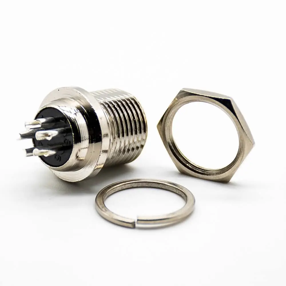 GX12 Male 5 Pin Circular Connector Front Mount Solder Cable Straight Panel Receptacles