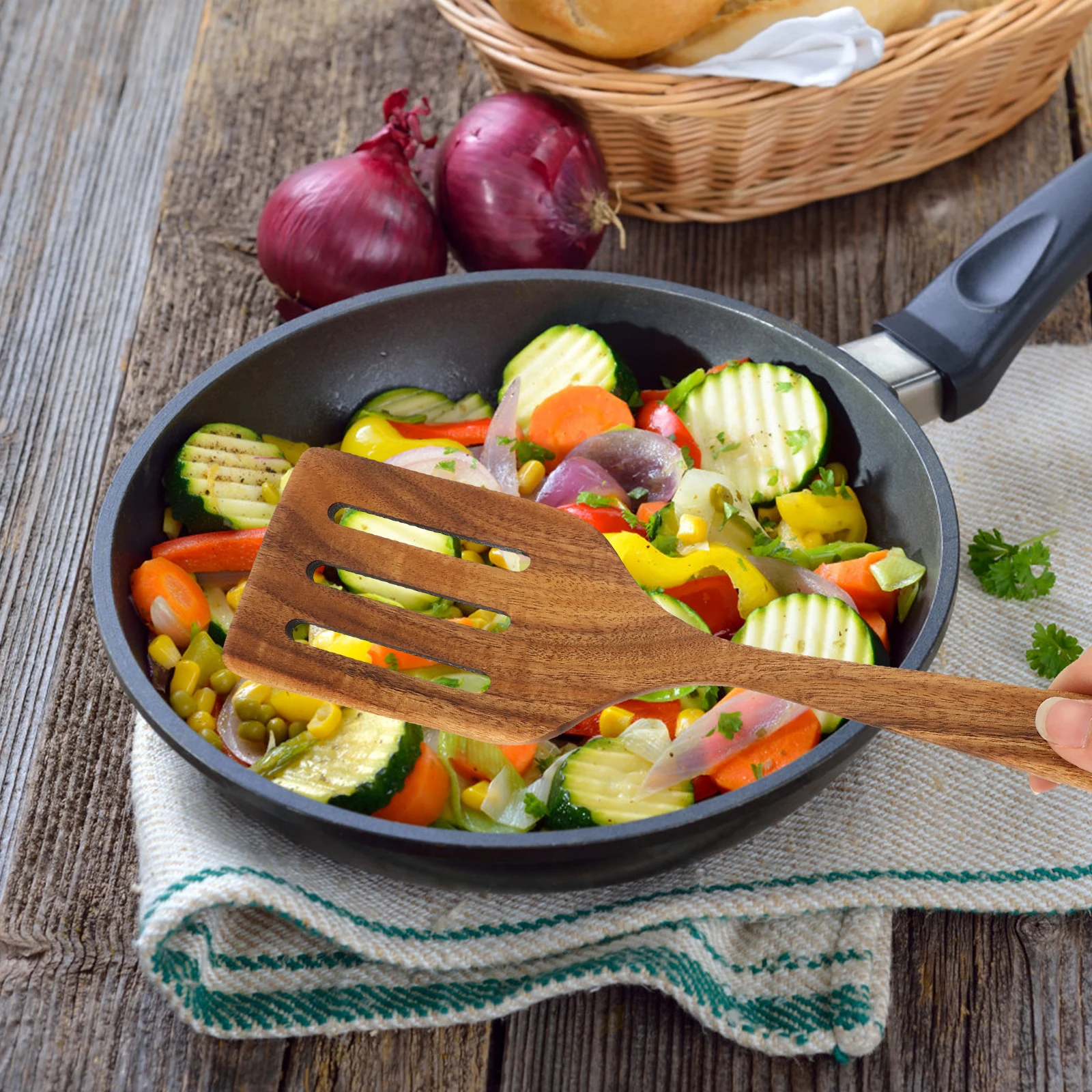 

s Handle Wooden Spatula Nonstick Kitchen Cooking Tool Lightweight Portable Ergonomic Wood Turner for Baking Heat
