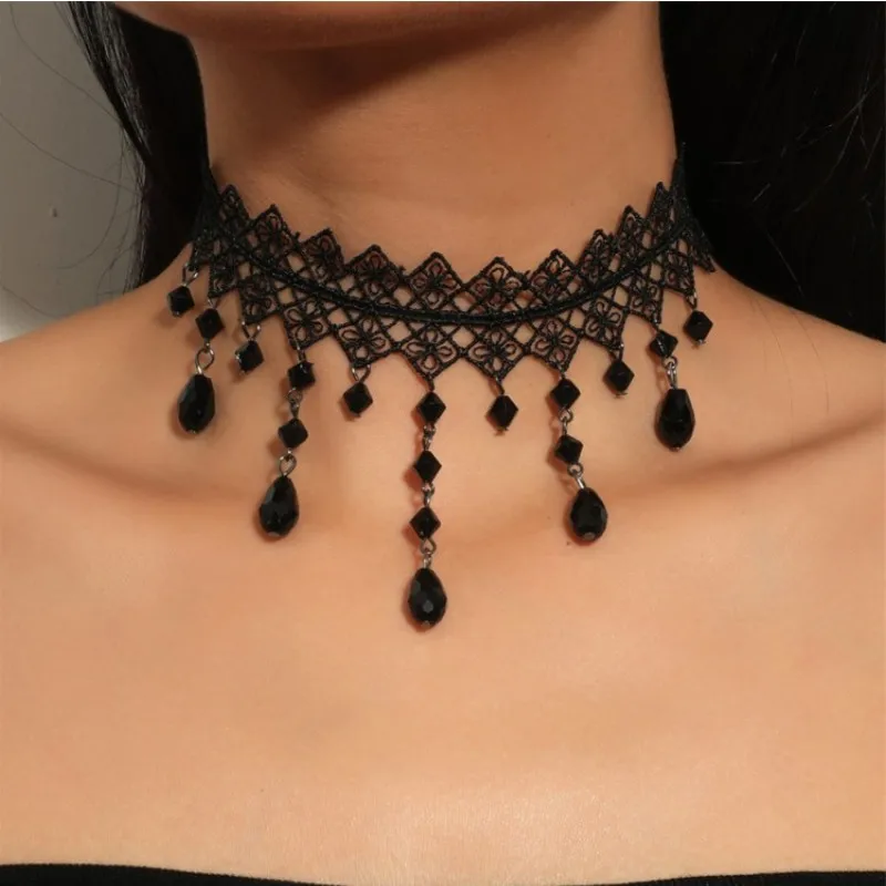 Goth Black Velvet Choker Lace Necklaces Gothic Style Rope Women Neck Decoration Chocker Jewelry on Girl Neck Accessories