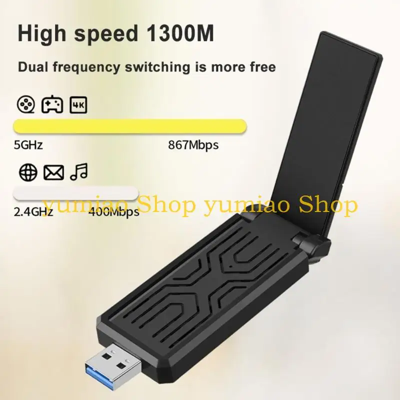 587B USB3.0 Networkcard 1300Mbps Dual Band 2.4G/5GHz Receptor adaptador WiFi inalámbrico