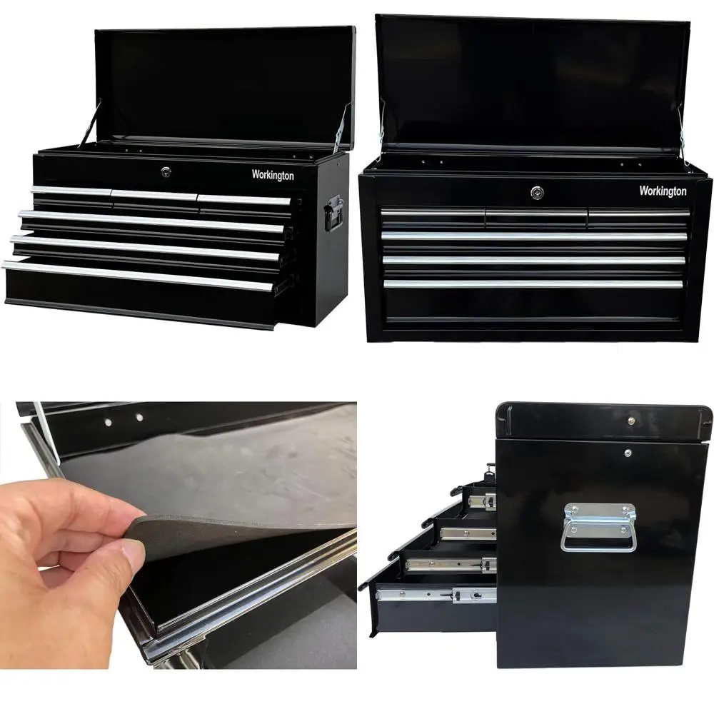 

Металлический ящик для инструментов на 24 предмета с 6 выдвижными ящиками на шарикоподшипниках, черный, портативный органайзер для хранения