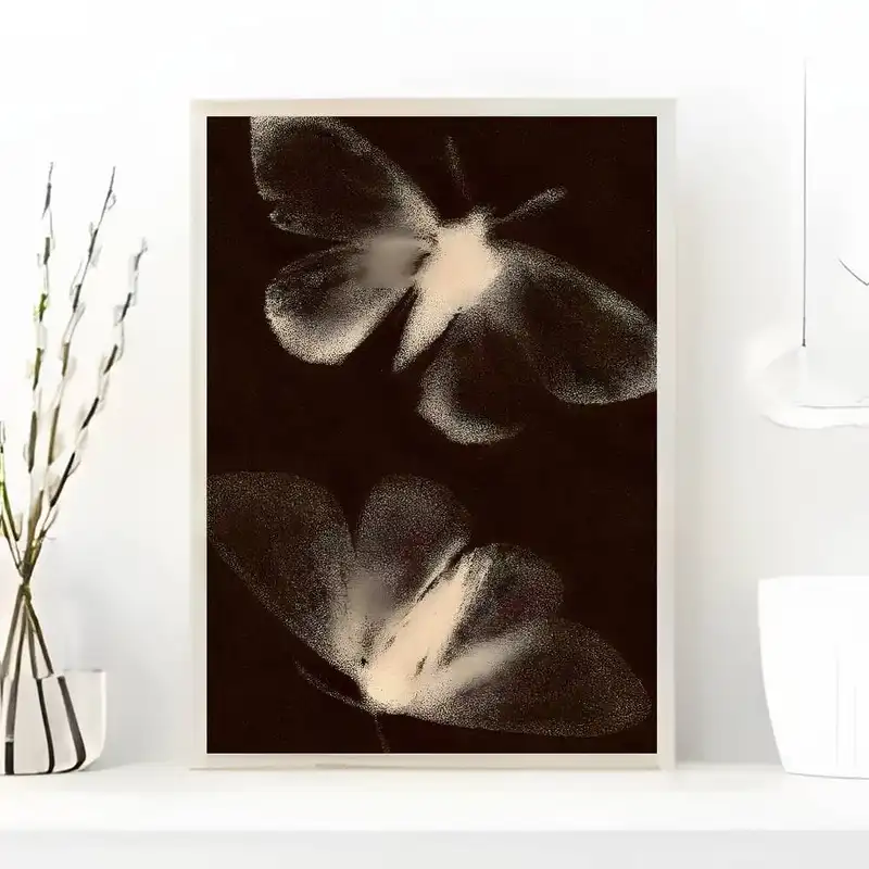 Black White Dark Butterfly Moth Poster art painting sticker with prints Home bedroom living room decoration gift - Image 8