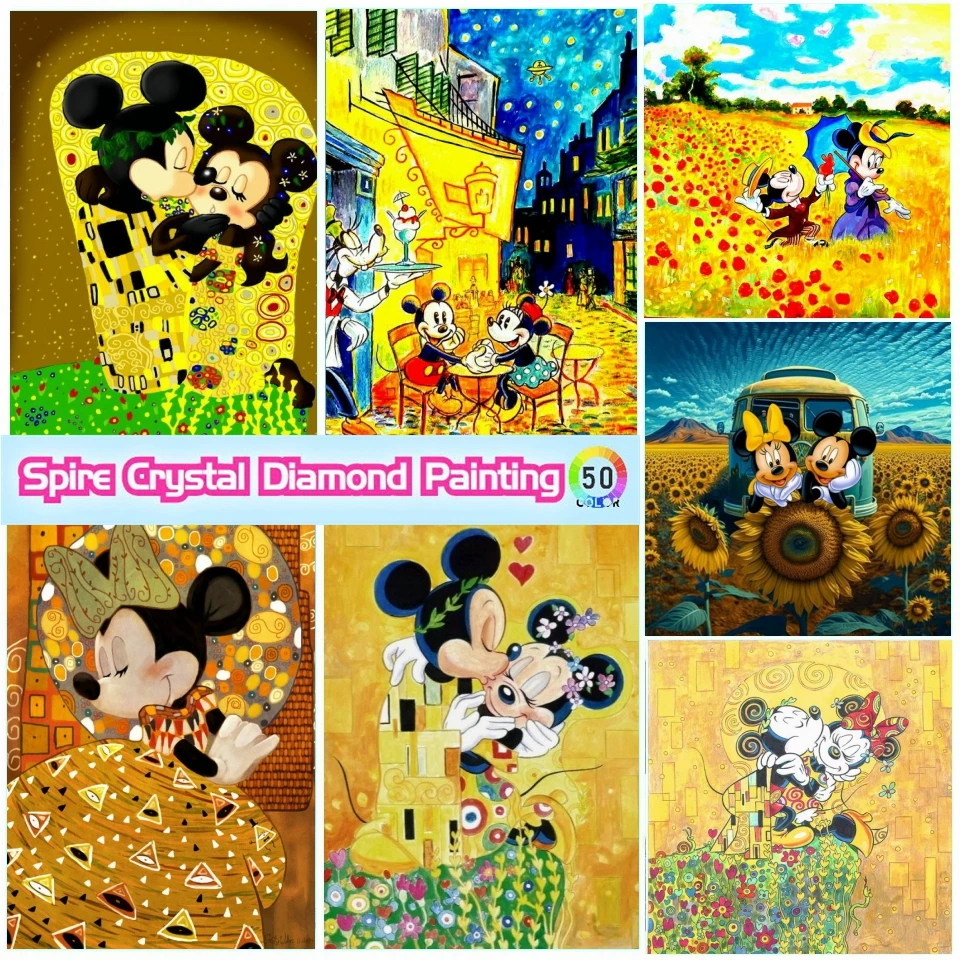 

Disney Mickey Mouse Diy AB Diamond Painting New 2024 Kit Embroidery Mosaic Love Van Gogh Art Cross Stitch Home Decor Crafts Gift