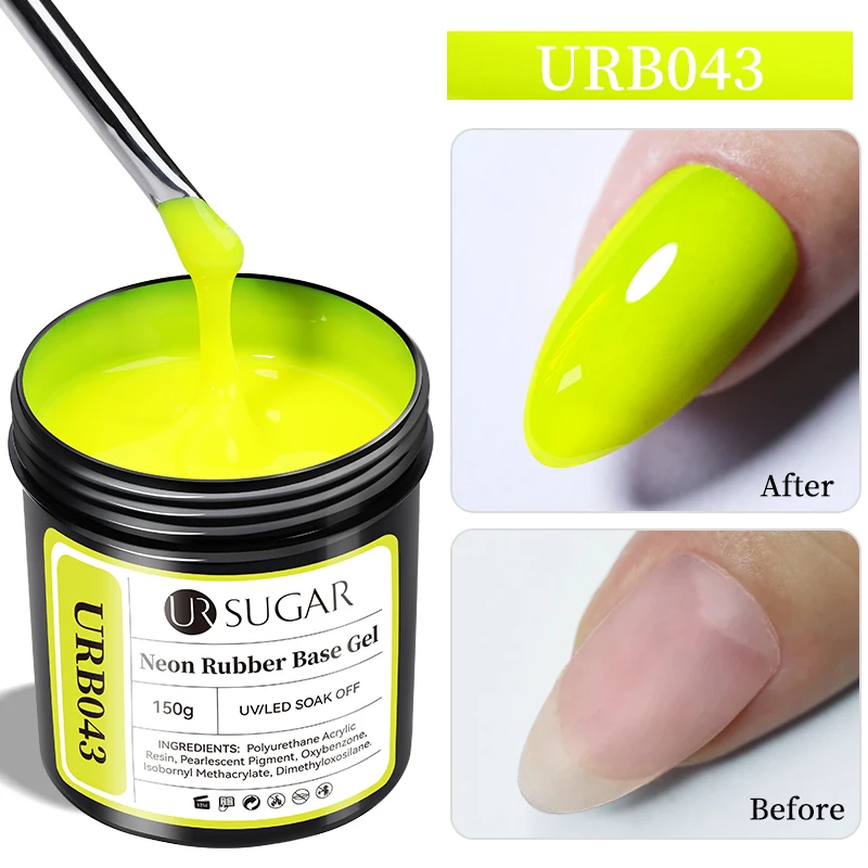 

UR SUGAR 150g Rubber Base Gel Fluorescent Neon Pink Color Autumn Bright Color Rubber Varnish Soak Off Semi permanent UV LED Gel