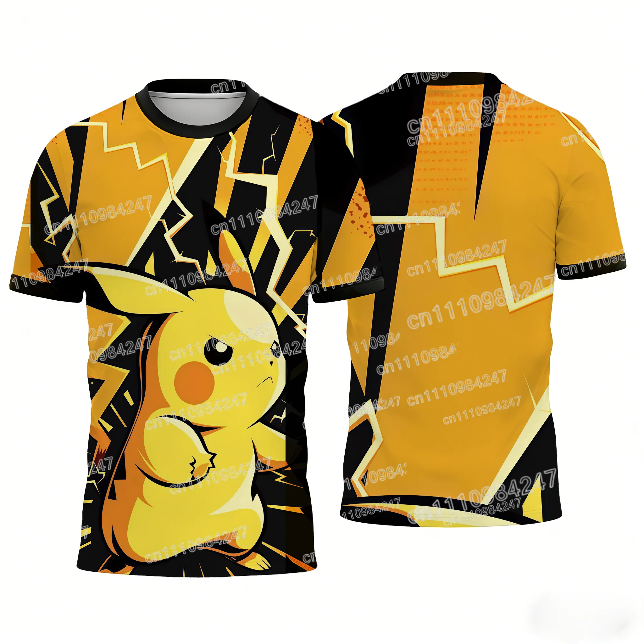 

2026 Summer New Pikachu 3D Print T-shirt Unisex Casual Short Sleeve Tee Family Matching Parent-child Outfit Summer Fashion Tops