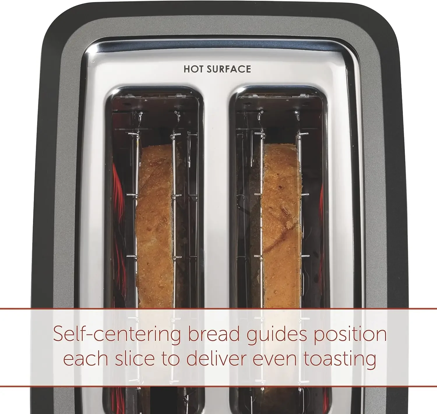 محمصة خبز ذات فتحة واسعة للغاية مكونة من شريحتين مع محدد الظل، وإعدادات الخبز وإزالة الصقيع، والمقبض الأحمر، والفولاذ المقاوم للصدأ (WGTR152)