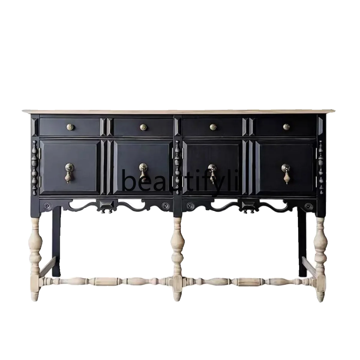 53French retro solid wood porch cabinet partition decorative cabinet porch storage side cabinet