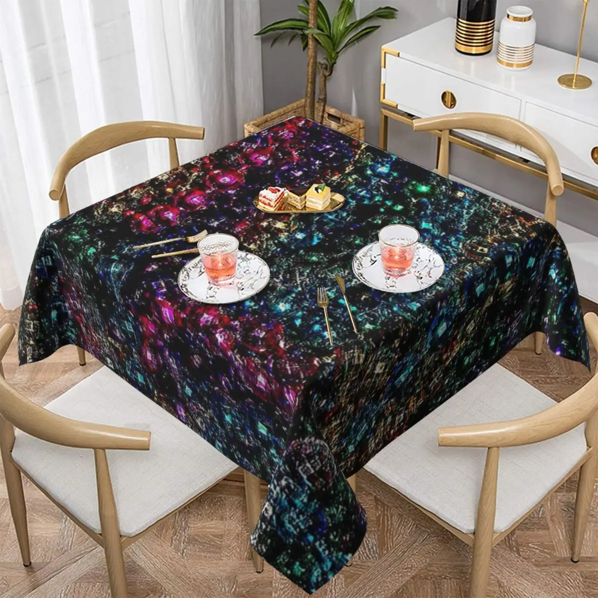 Celebration Beads Print Tablecloth Mardi Gras Polyester Table Cover Fashion Table Cloth Decoration For Living Room Dining