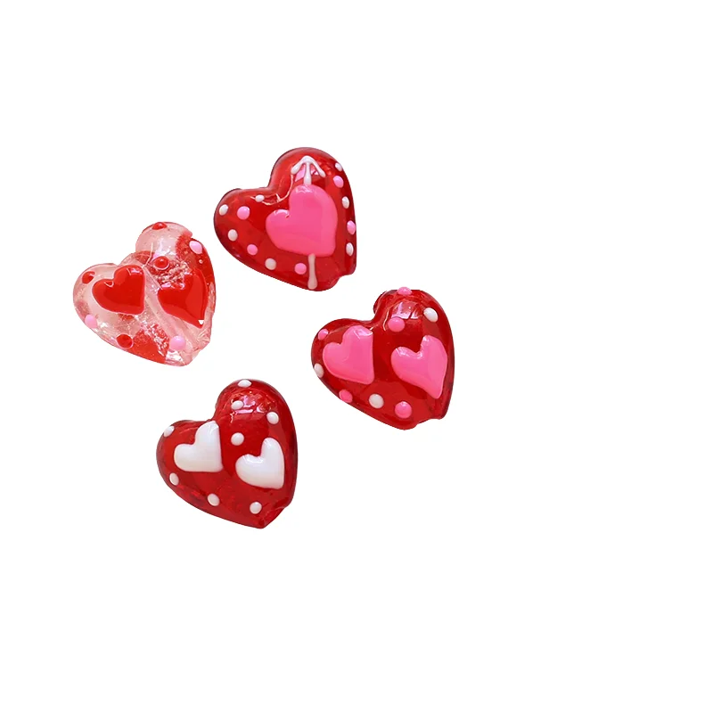 6pcs Ins Crystal Love Glass Straight Hole Beads Loose Beads Diy Handmade Jewelry Necklace Bead Accessories Material
