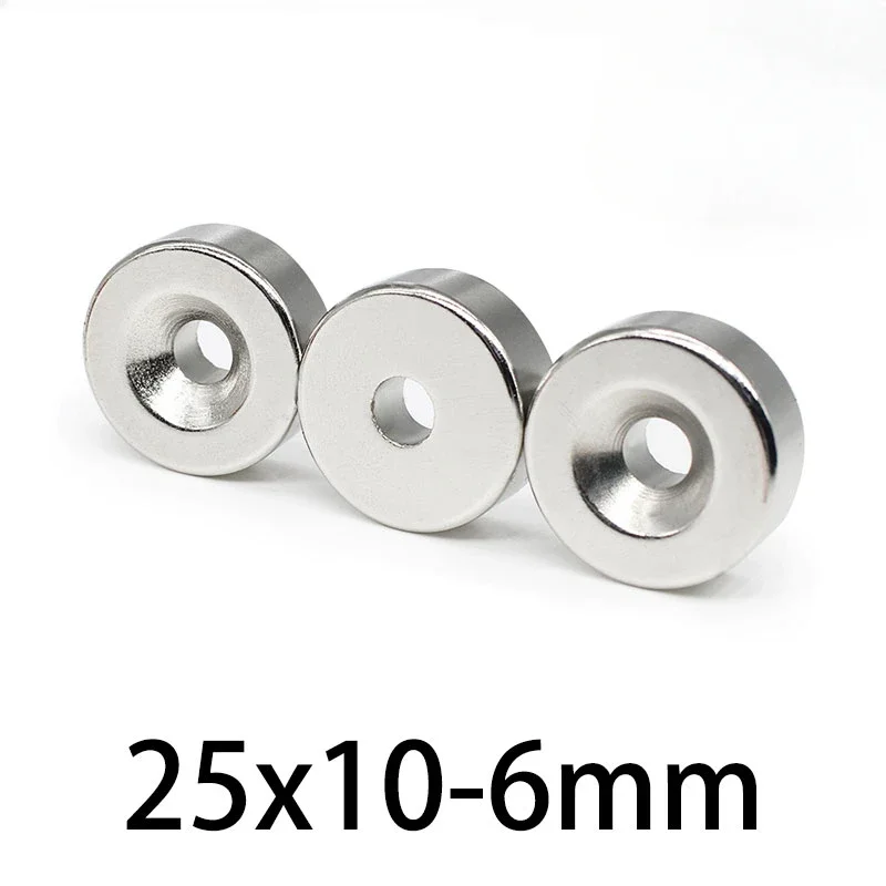 1/2/5/10/15PCS 25x10-6 mm Disc Countersunk Neodymium Magnet 25*10 mm Hole 6mm 25X10-6mm N35 Round Permanent Magnet 25*10-6