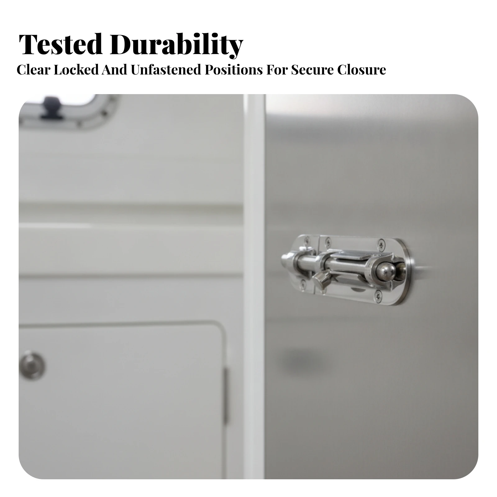 Sliding Bolt Latch with Keeper Plate Polished Sliding Bolt Latch Hardware Slim Sturdy for Boat Owners, Hatches, Boats