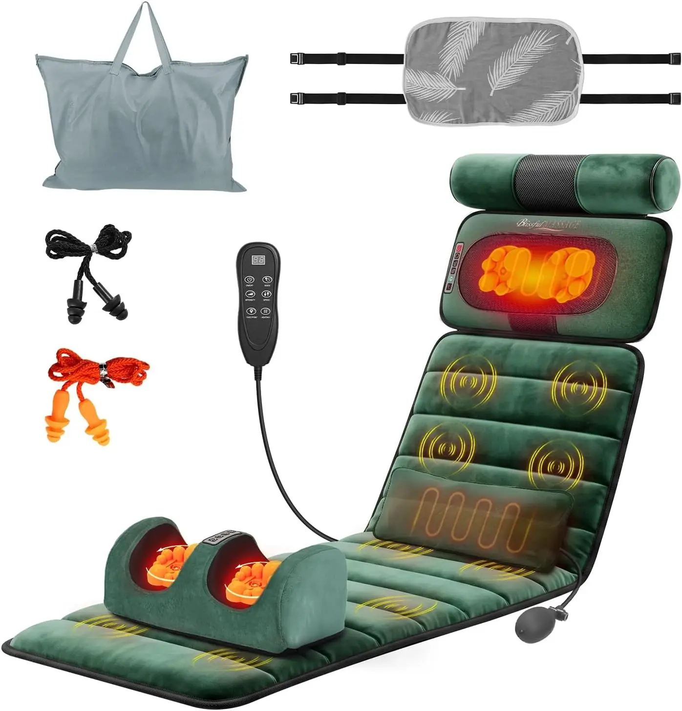 Full Body Heat Vibration Massage Mat Neck Back Foot