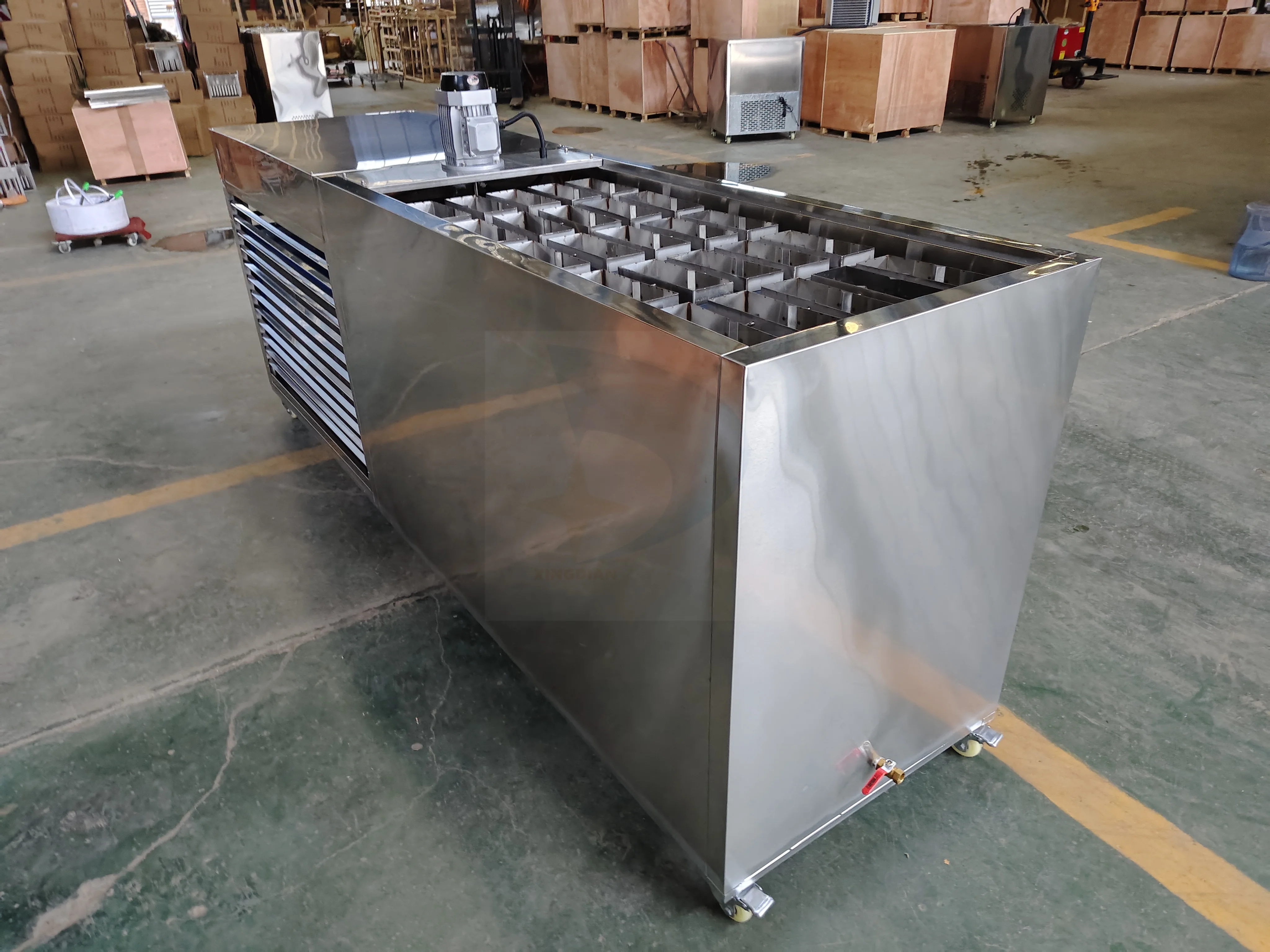 Large 1 Ton Ice Brick Machine Commercial  Transparent Ice Maker Tunnel Construction Site  Ice Making Machine