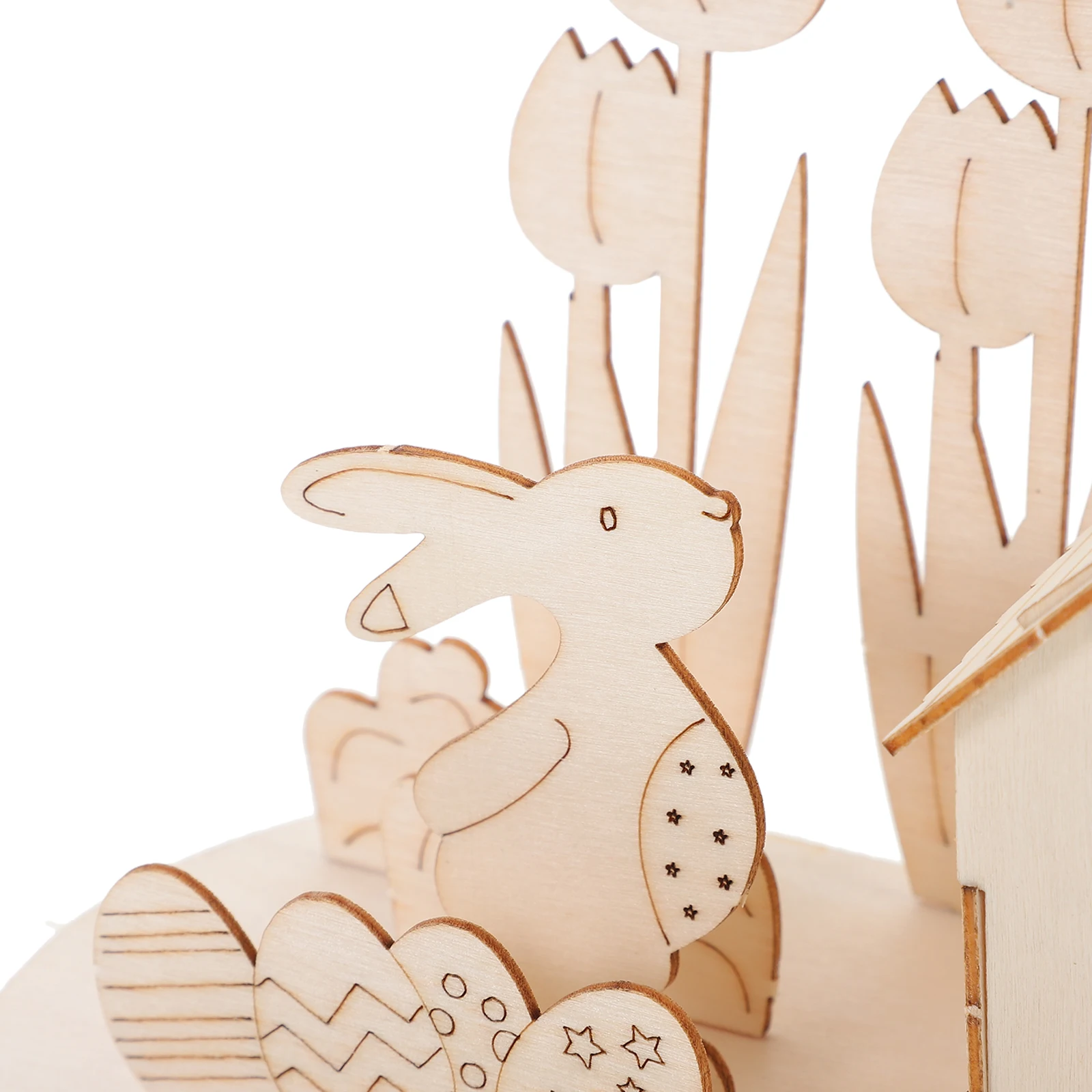 1 conjunto de páscoa 3d quebra-cabeça de madeira coelho ovo casa diy seguro jogo de montagem educacional para crianças meninos meninas família presente festa de páscoa