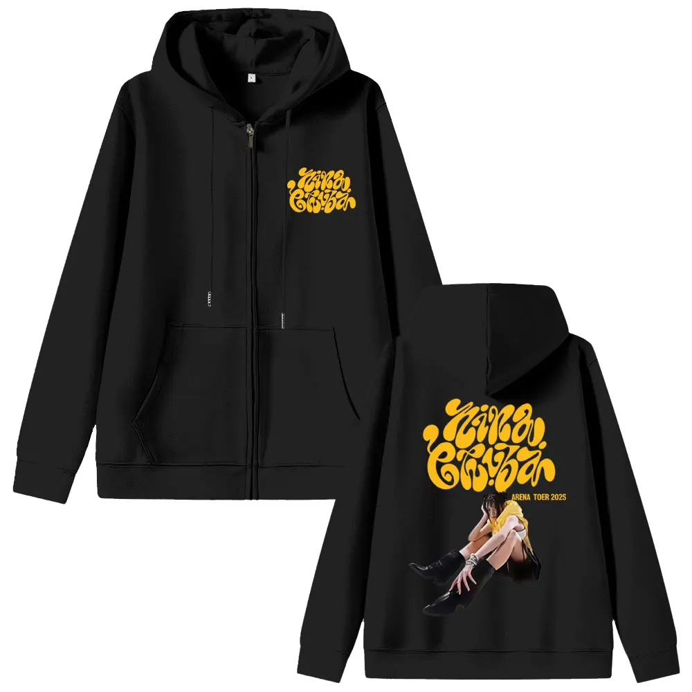 Rapero Nina Chuba Sudadera con capucha con cremallera Arena Tour 2025 chaqueta con cremallera hombres mujeres moda Hip Hop ropa de calle de gran tamaño abrigo Vintage para hombre