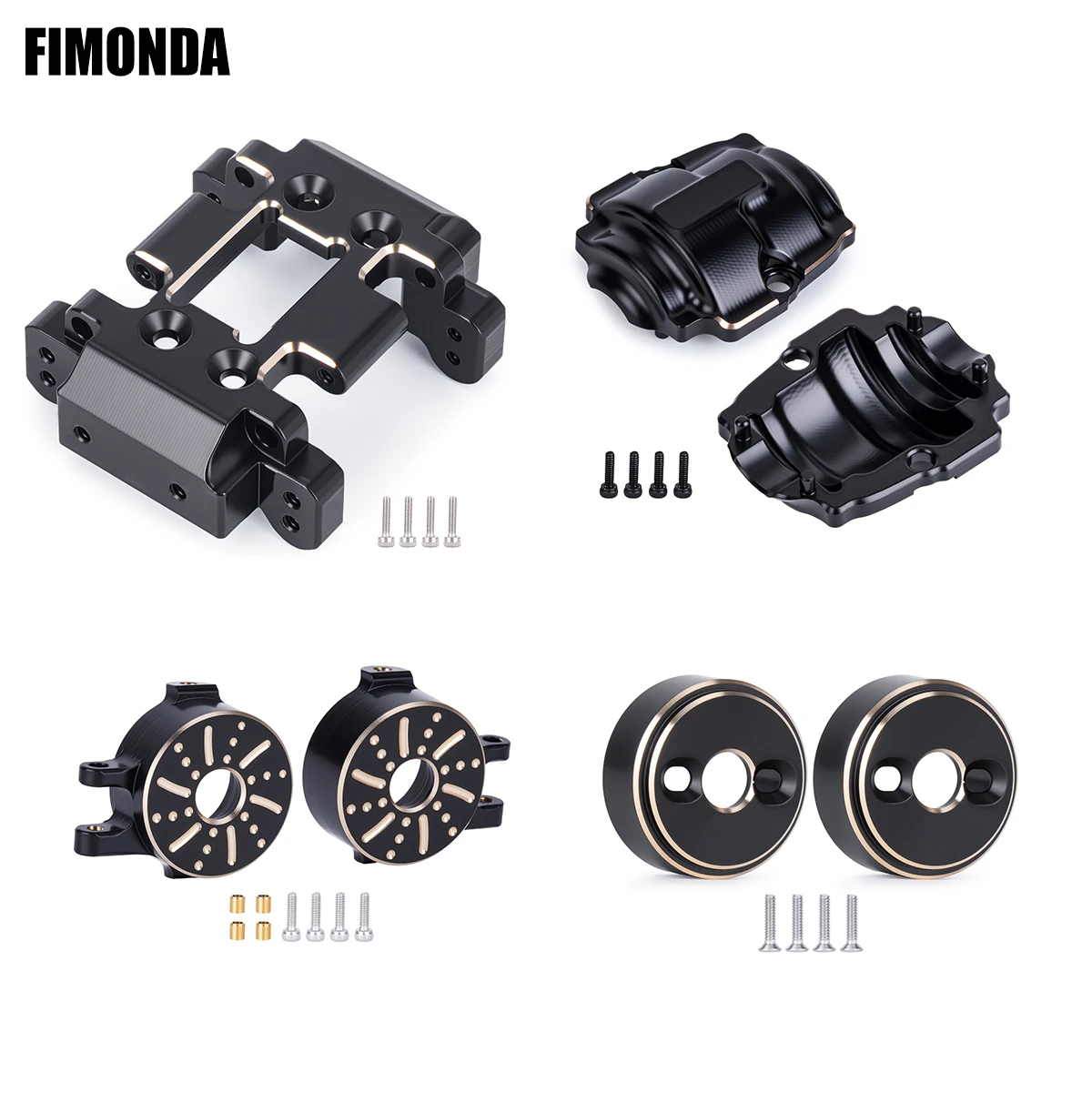 1/32 Redcat Ascent-32 RC Messinggewichts-Upgrade-Kit – Schwarz beschichtete Diff-Abdeckung, Lenkachsen, Hinterachsgewichte & Unterfahrschutz