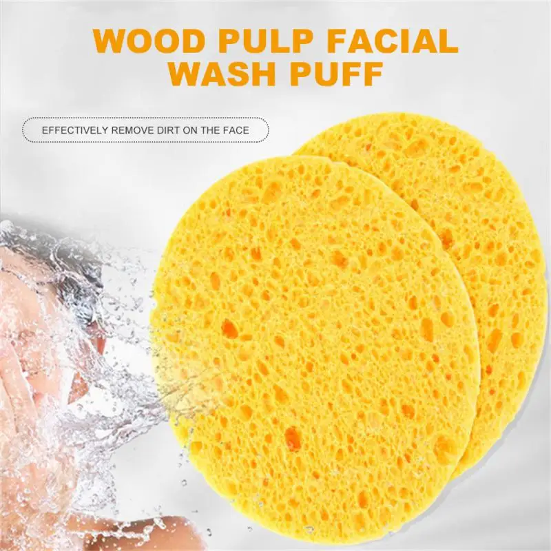 Face Round Makeup Remover Tool Natural Wood Pulp Sponge Cellulose Compress Cosmetic Puff Facial Washing Sponge