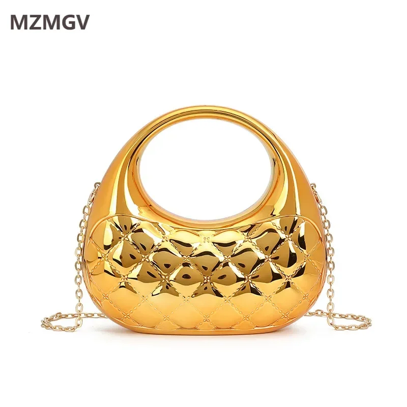 

Luxury Design Candy Color Gradient Acrylic Handbag Diamond Lattice Pattern Women Evening Bag Wedding Party Half Moon Clutch Bag
