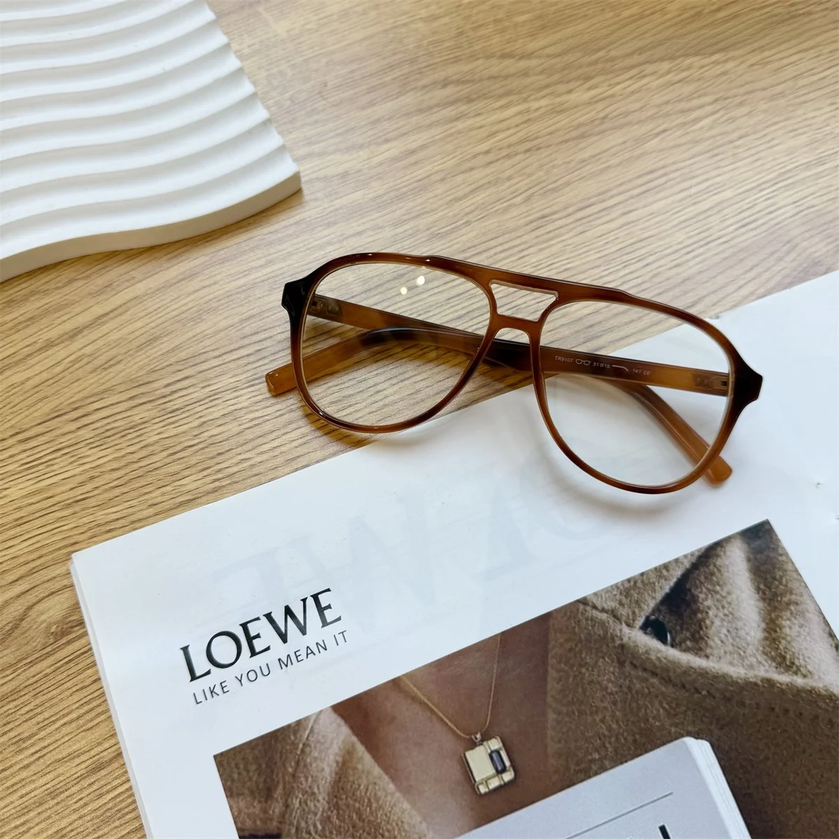 カジュアルラージフレームメガネ-リムルヴィンテージダブルブリーホンコンスレ光学メガネ-男性と女性用-樹脂製非球面メガネ