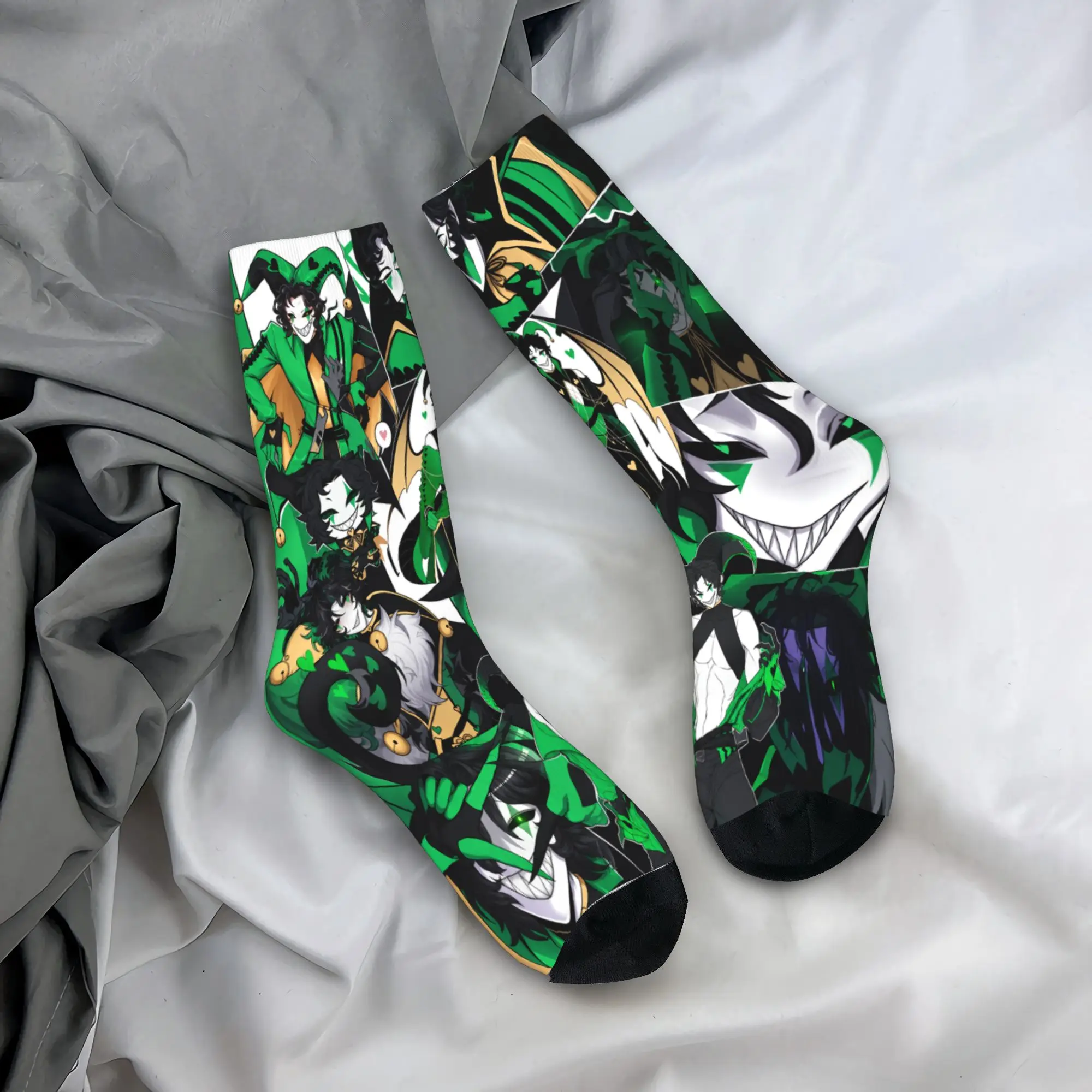 Men's Socks Freak Circus Green Joker  Stockings Spring Gothic Medium Soft Socks Graphic Outdoor Sports Anti Bacterial Socks