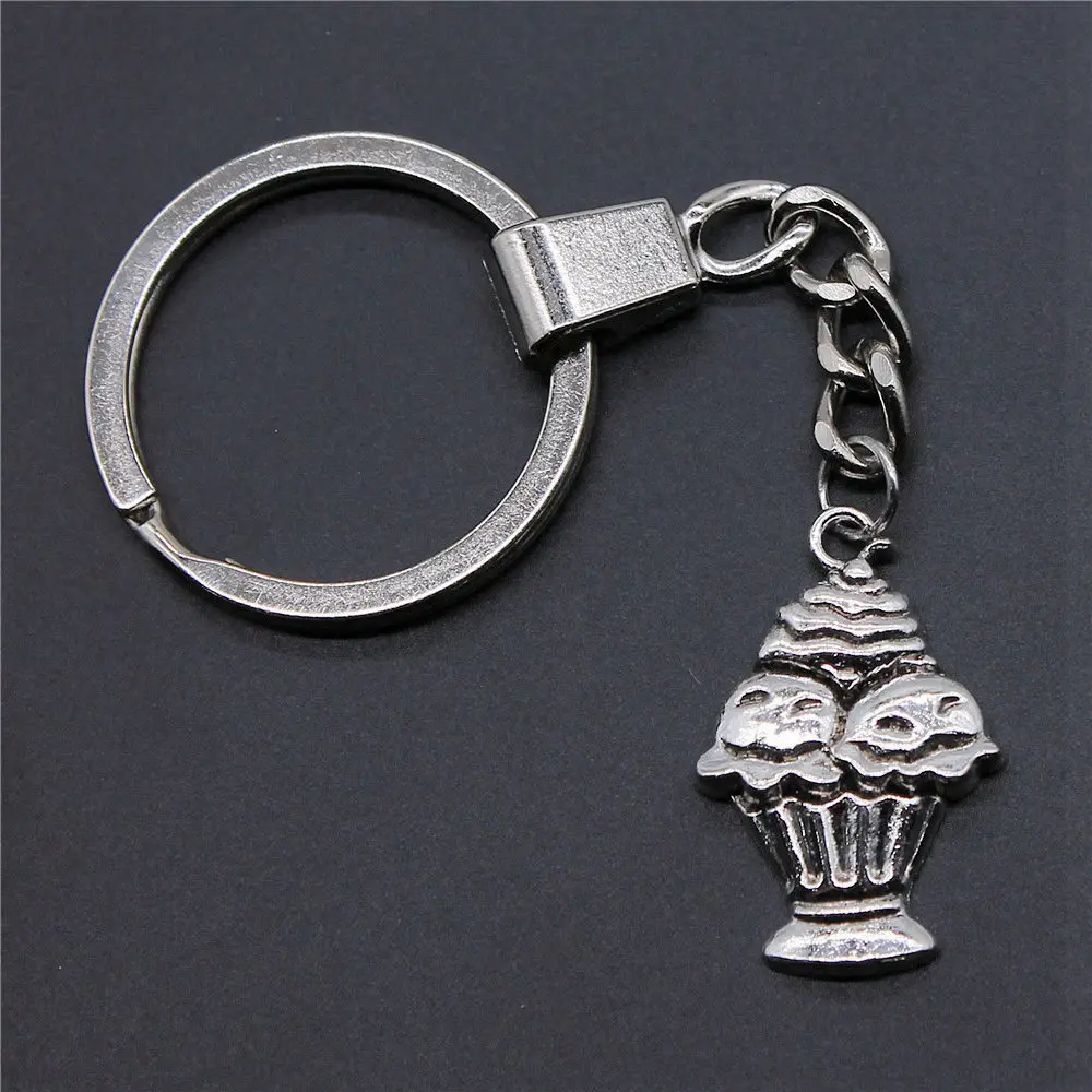 1pcs Cake Cup Cake Ice Cream Cute Keychain Accesories Charms For Jewelry Making New In Ring Size 30mm