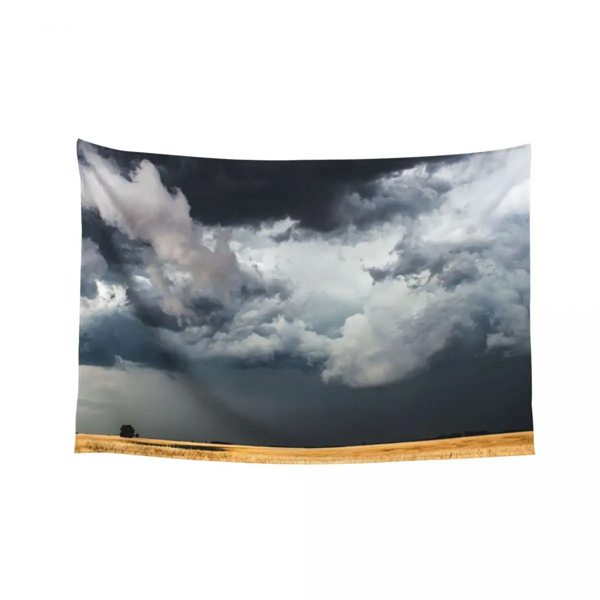 

Cotton Candy - Storm Clouds Gather Over Golden Wheat Field in Kansas Tapestry Custom Tapestry