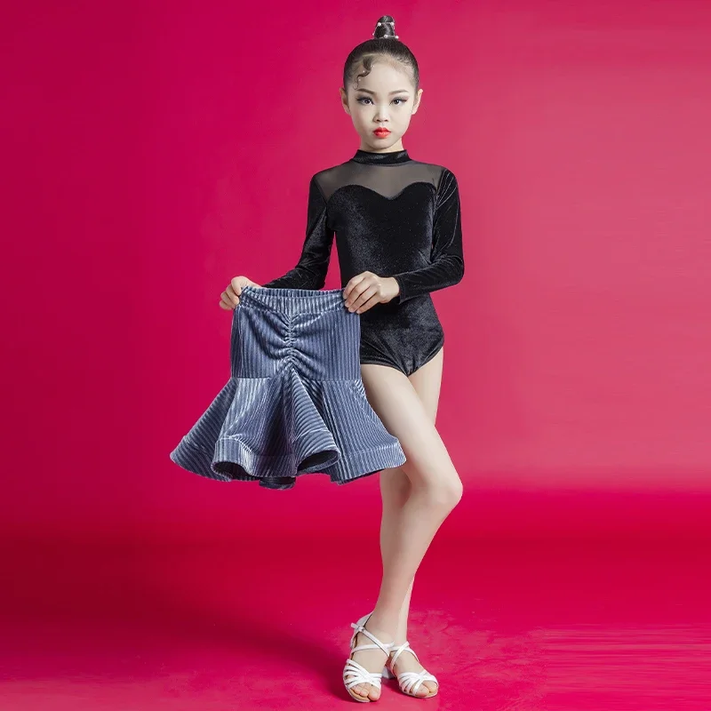 Professional Latin Dance Dress Kid Children Dance Costume Salsa Cha Cha Kids Tango Dresses Dancing Stage Performance Dress Girls