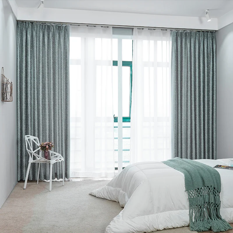 High-precision Texture Curtains Sky Blue Nordic Curtains for Living Dining Room Bedroom High-end Modern Villa Blackout Curtains