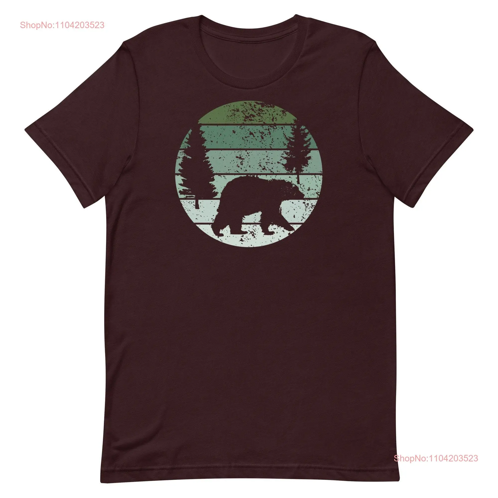 Green Nature Bear T Shirt Forest and Trees   long or short sleeves