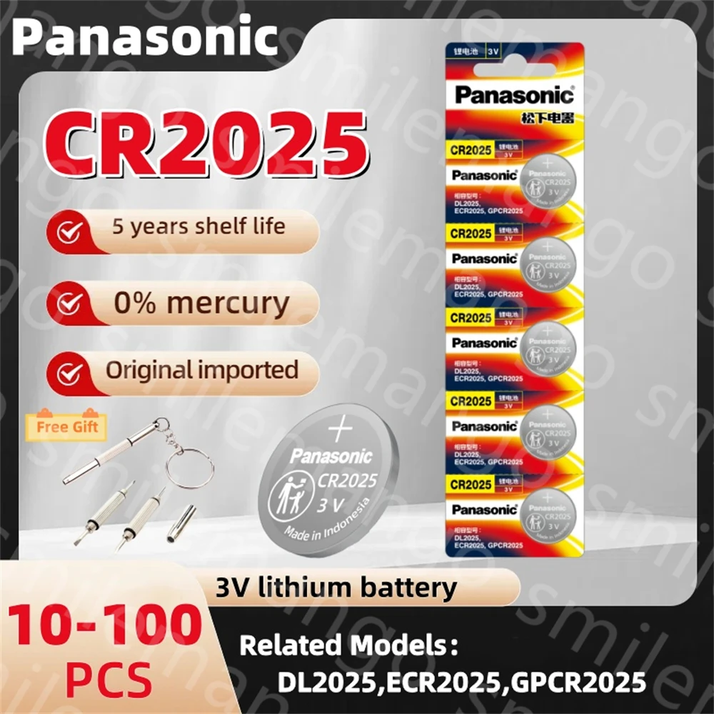 10-100 шт. Panasonic CR2025 батарея CR 2025 3 В литиевая батарея KCR2025 DL2025 для автомобиля пульт дистанционного управления часы кнопка монетные элементы