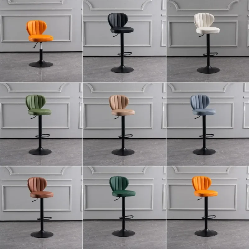 Light Luxury Bar Stools Household High Stools Adjustable And Rotatable Front Desk Simple Backrest Bar Stools Commercial Use