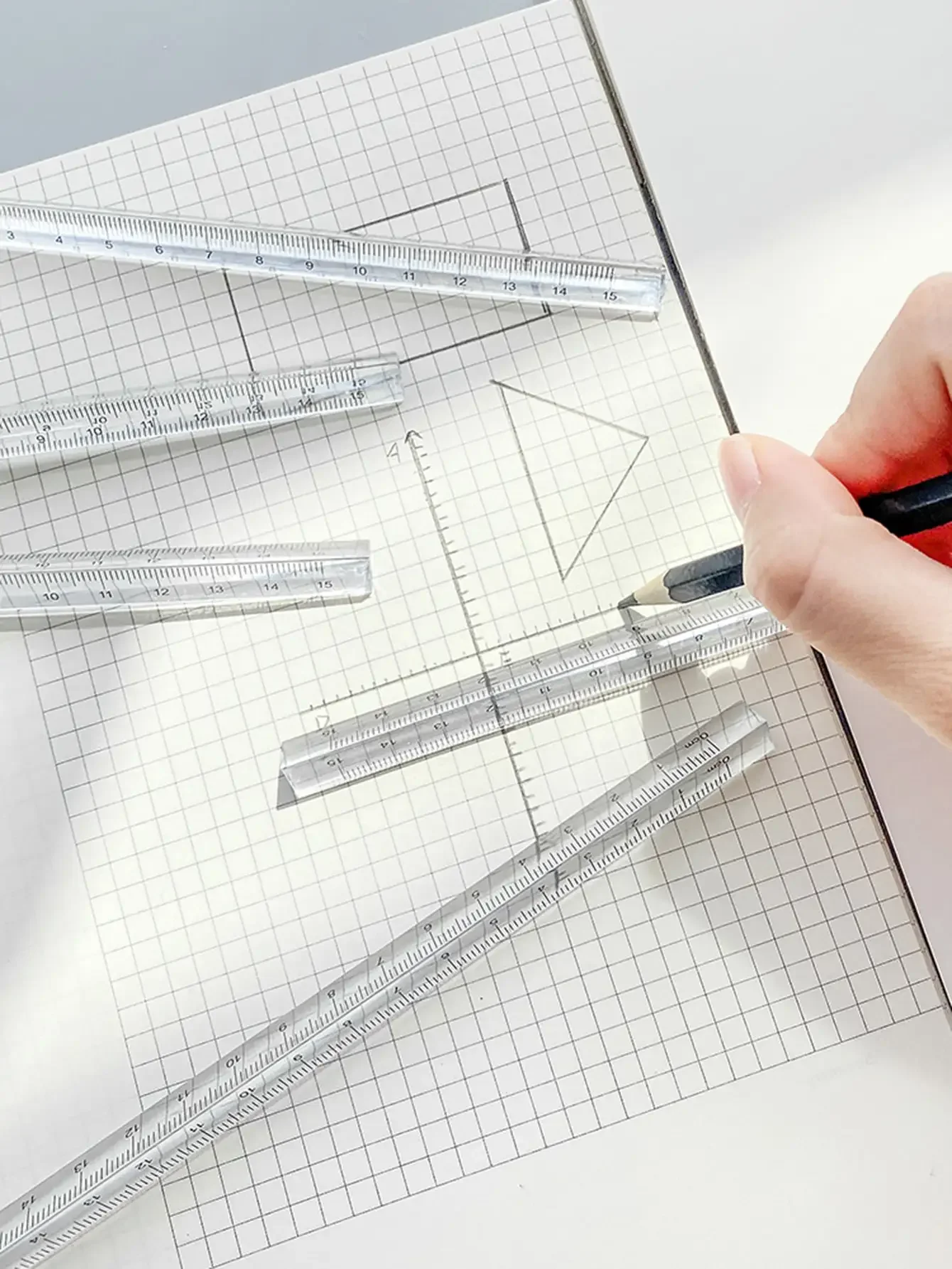 

Can See The Rainbow Transparent Triangle Ruler Cute Multi-Function Ruler DIY Drawing Students School Office Supplies Escolar