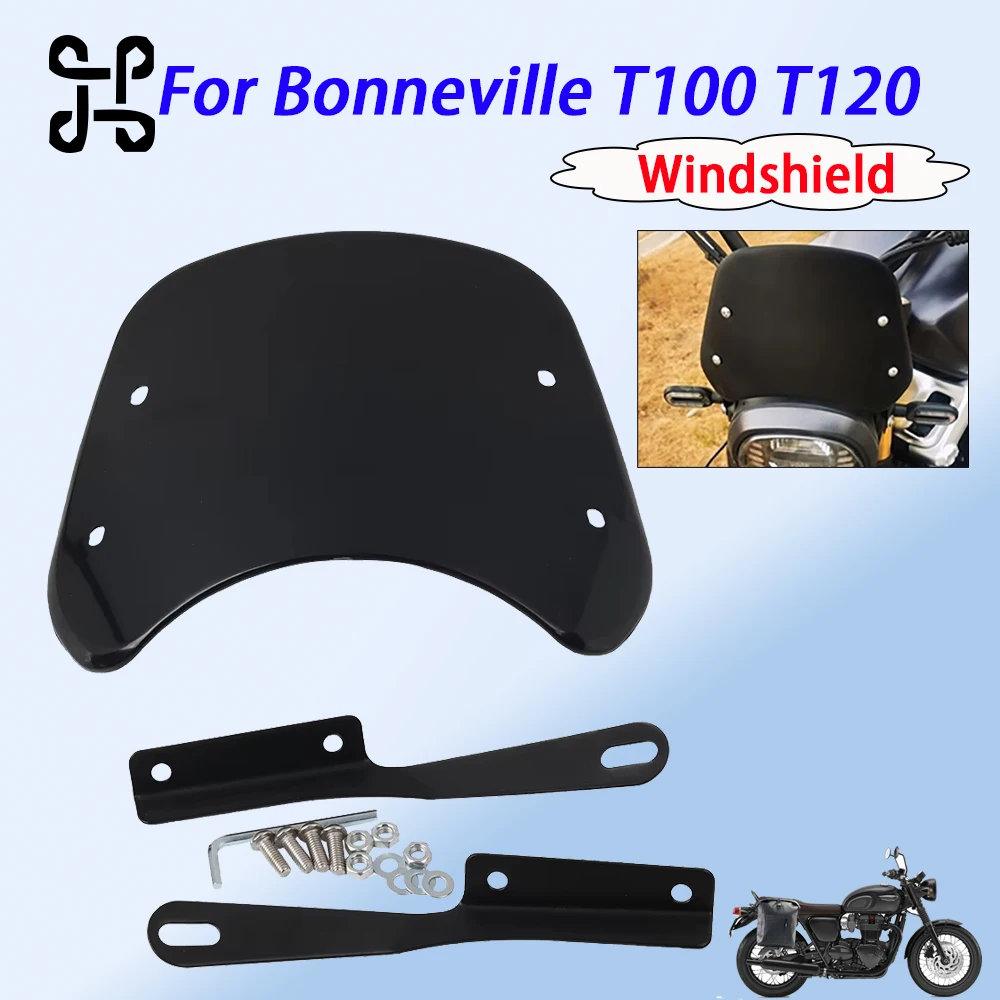

For Triumph Bonneville T100 T120 Motorcycle Retro Windshield Vintage Style Wind Protection Cover Slim Design Easy Installation