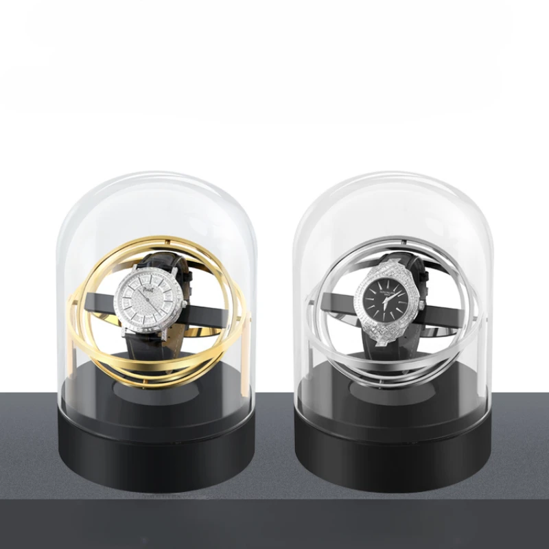 Silver Single Watch Winder for Automatic Watches Mechanical Rolex Winder Gyro Aesthetic Display Case Single Time