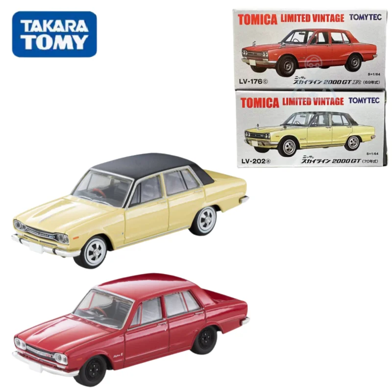 TAKARA TOMY TOMICA 1:64 TLV LV-2021/176C Skyline 2000GT alloy compression shaft miniature model, adult decoration,birthday gift