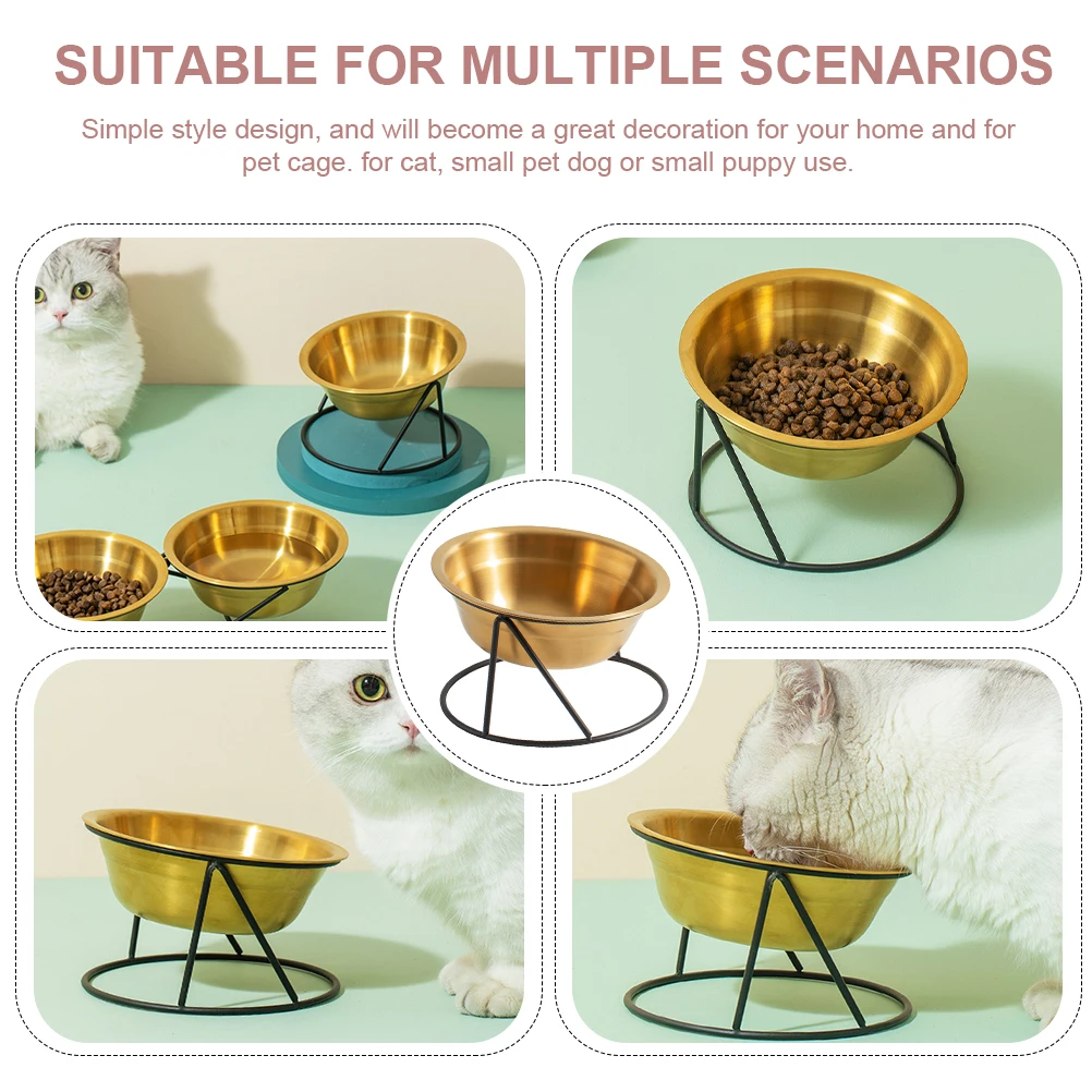 

Stainless Steel Pet Bowl 304 Grade Golden Single Feeding Water Bowl Black Iron Base for Cats Dogs Anti Skid Easy to