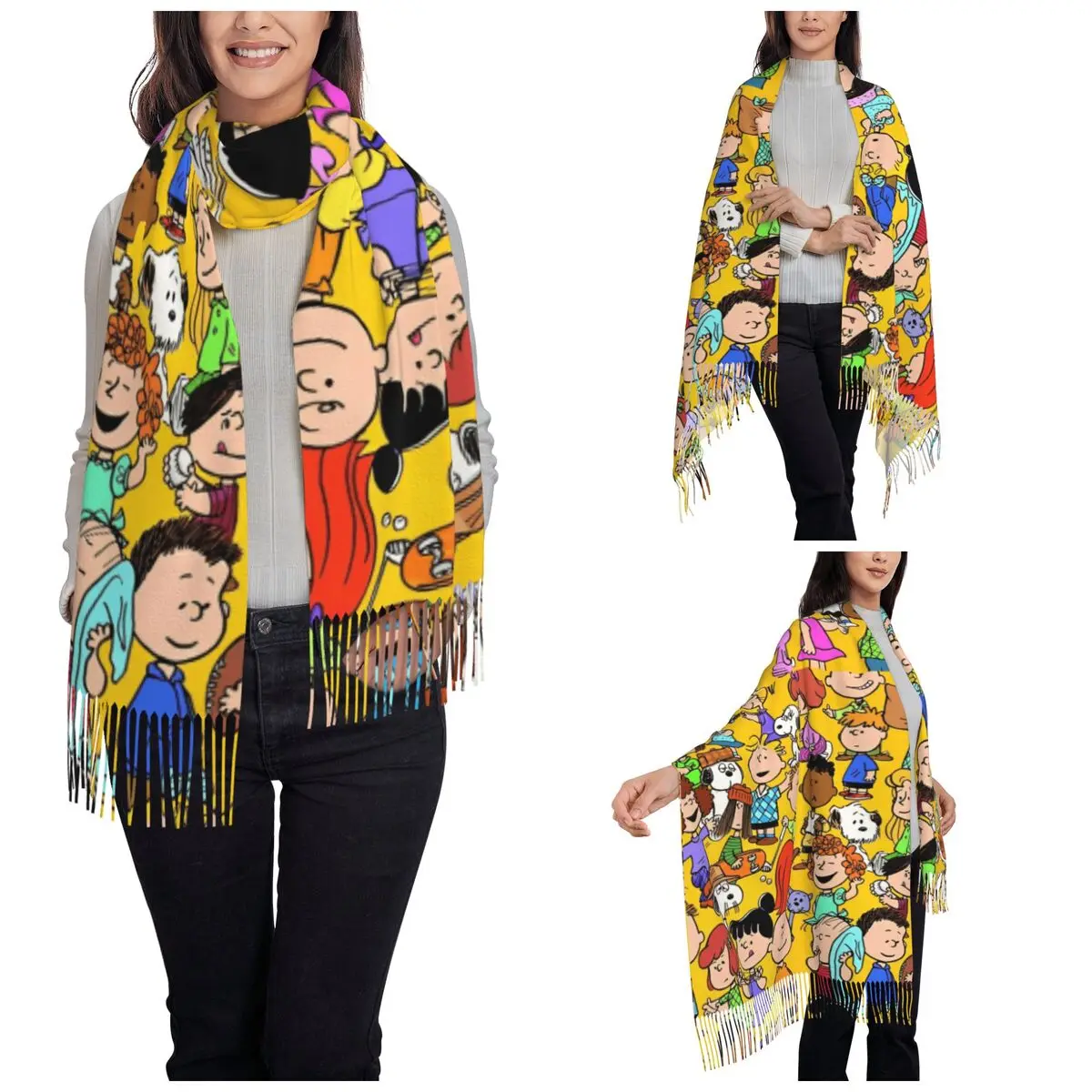 Snoopys Shawls Wraps for Ladies Warm Large Long Scarf Cartoon Neckerchief Shawl Scarves