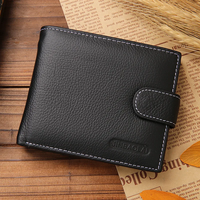 Leather Men Wallets Cow Leather Solid Sample Style Zipper Purse Man Card Horders Famous Brand High Quality Male Wallet