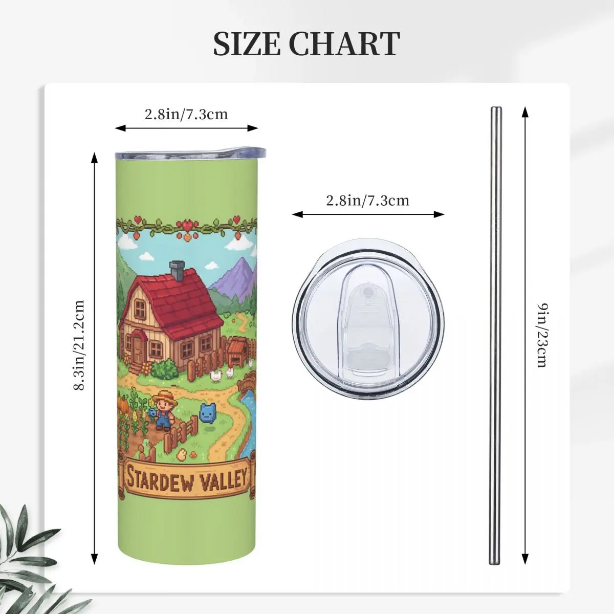 Stardew Valley Video Gamer Classic Pixel Art Stainless Steel Tumbler Vacuum Insulated Mugs Thermal Cold Cup Straw With Lid 20oz