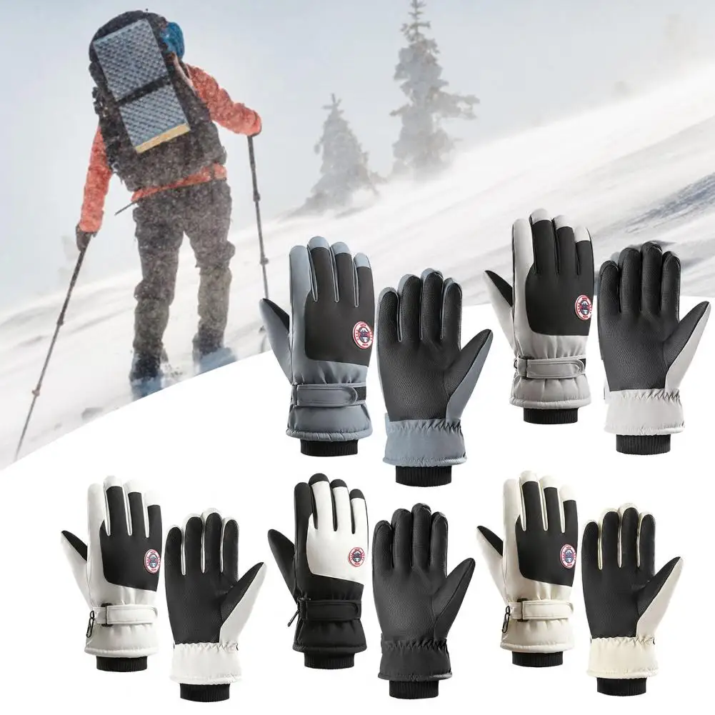 Plush Lined Gloves Grip-enhancing Gloves Winter Outdoor Sports Gloves for Women Men Touch Screen Full Finger Gloves for Running