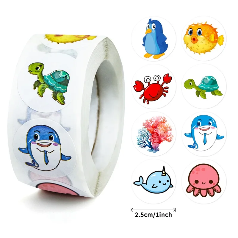 500PCS Cute Fat Marine Fish Sticky Paper Sticker Labels Thank You Sticker Sealing Stationery Supplies Decoration Scrapbooking