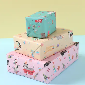 3/6張卡通貓咪圖案,每卷50x70厘米,寵物主題包裝紙,適用於兒童生日禮物包裝、工藝裝飾禮品。 8 最佳銷售 禮品包裝紙 - №2