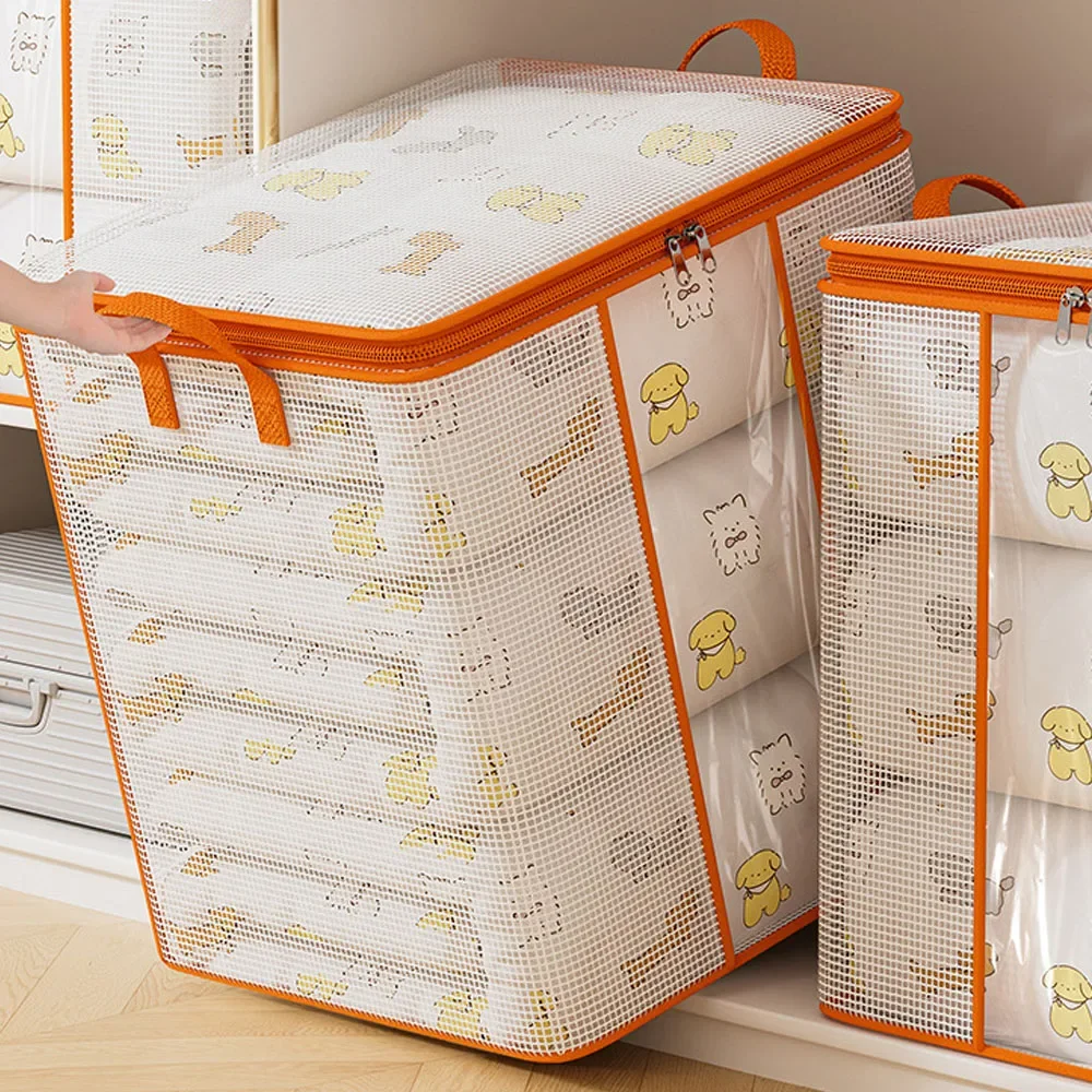 Plastic Transparent Clothes Blanket Quilt Organizer Storage Bag With Zipper Foldable Luggage Moving Packing Pouch