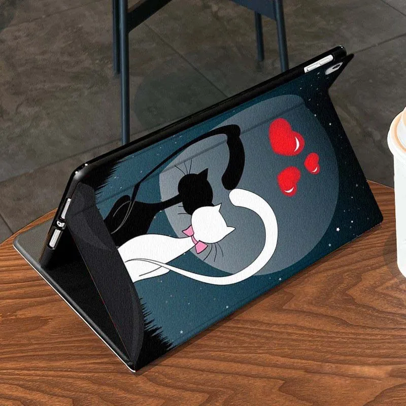 حافظة كمبيوتر لوحي لطيفة على شكل قطة للحيوانات الأليفة لجهاز Apple iPad 11th 10th 10.9 10.2 Pro 12.9 2 Air 3 13 11 7th 9.7 mini 7th 6 8.3