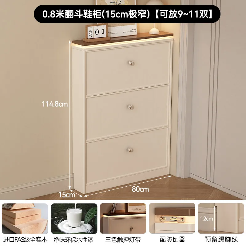 Multi Layer Ultra Thin Shoe Cabinet Narrow Household Cream Style Storage Shoe Rack Entrance Organizer Zapateros Home Furniture