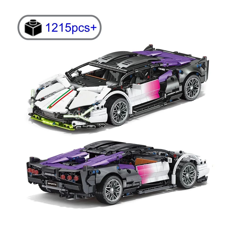 1215 قطعة مكعبات بناء فنية 1:14 سيارة تسريع السيارات سباق الطوب لعب للأطفال عيد ميلاد الهالوين هدايا عيد الميلاد #1