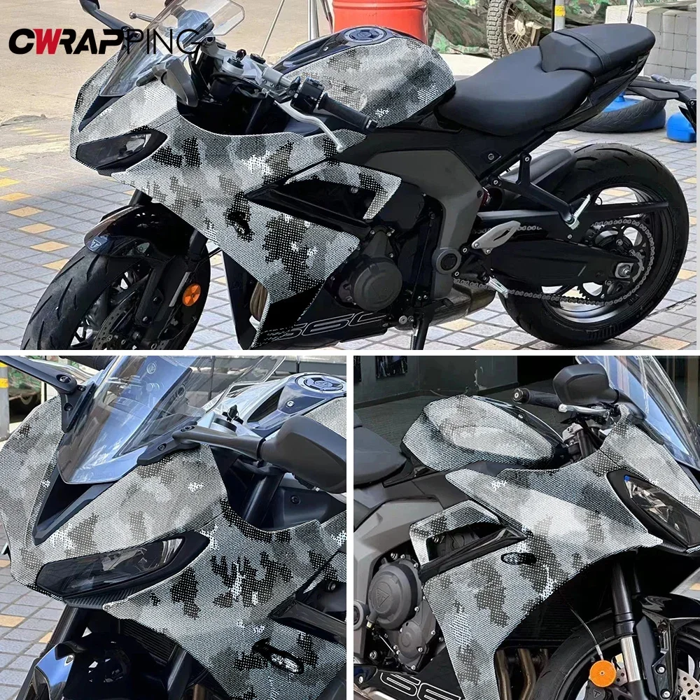 

Мотоциклетная наклейка без пузырей из углеродного волокна с рисунком питона, меняющая цвет пленка, авто глянцевые наклейки для зеркала заднего вида на корпусе