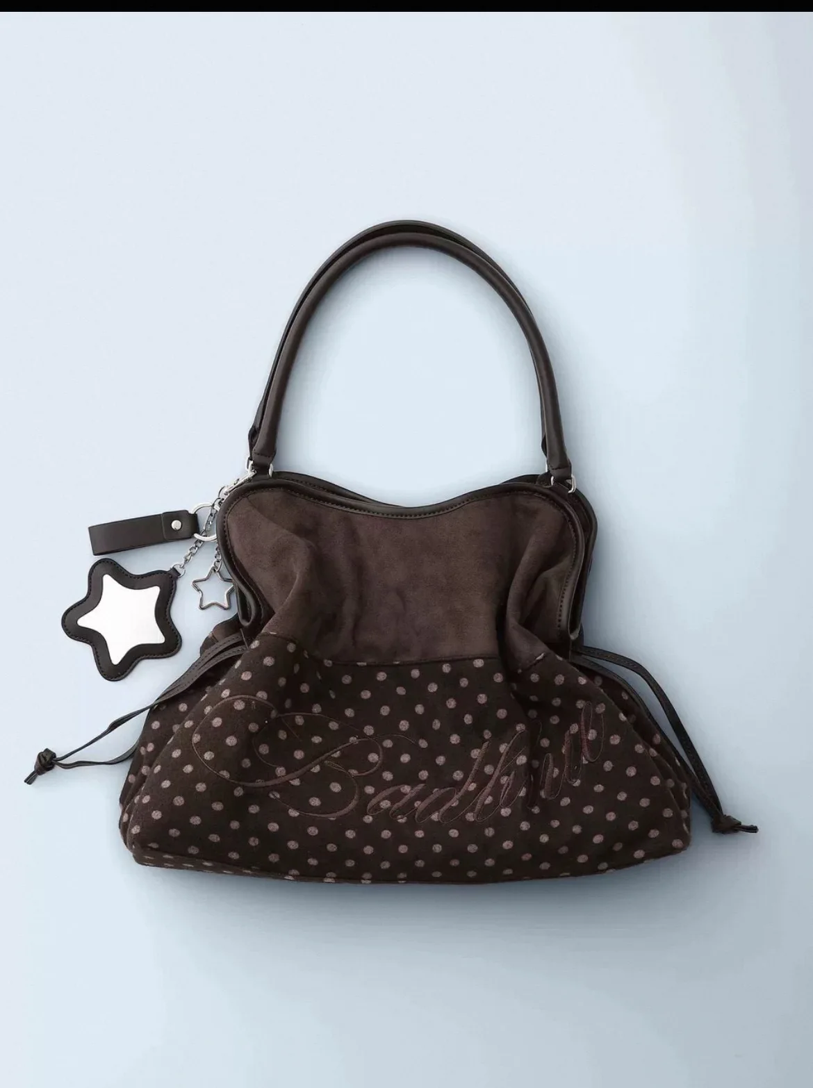 Badblue Embroidered Leopard Print Polka Dot oulder Tote Bag Mirror